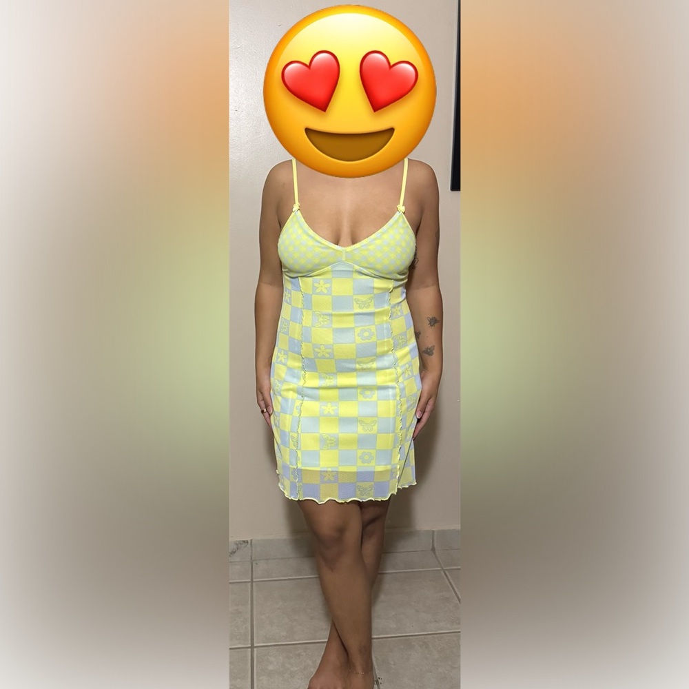 Yellow and Blue Checkered Dress